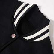 Color Block Short PU Leather Baseball Coat GSZM K23TP377