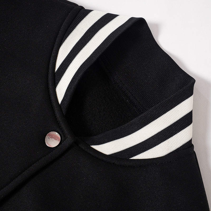 Color Block Short PU Leather Baseball Coat GSZM K23TP377