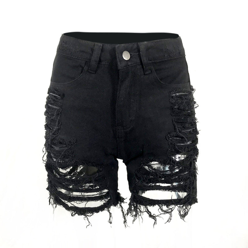 Plus Size Denim Ripped Hole Jeans Shorts MUE 2841