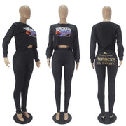 Casual Printed O Neck Long Sleeve Sweatshirt SHD 9439