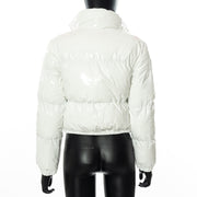 Solid PU Leather Stand up Collar Cotton Jacket GSZM A20666T
