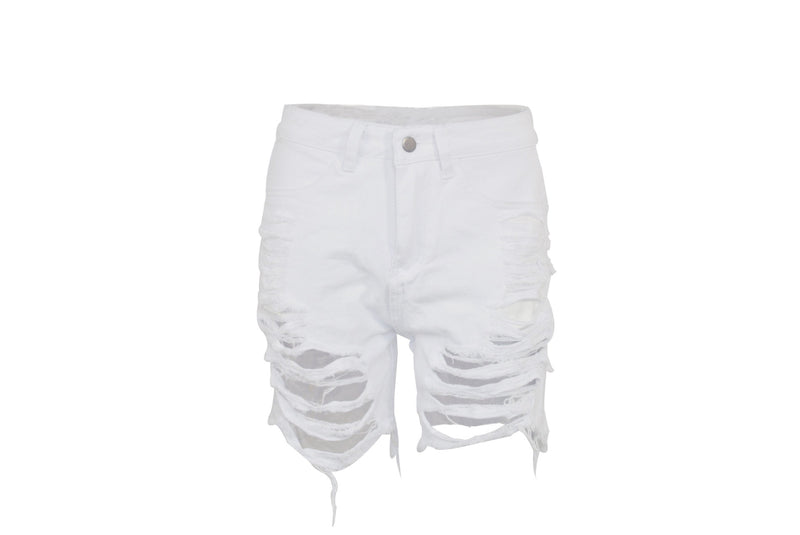 Plus Size Denim Ripped Hole Jeans Shorts MUE 2841