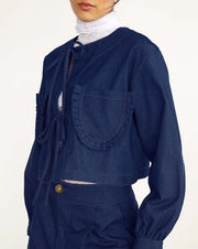 Long Sleeve Tie Up Loose Denim Coats GYAN 703