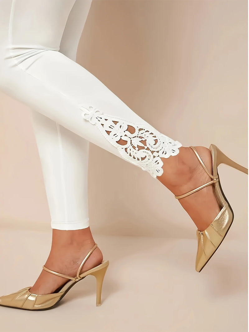 Solid Color Lace Patchwork Pants GDYF 3518