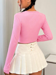 Long Sleeve Solid Color Love T Shirt GYSQ ZTDH0940