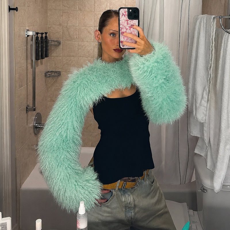 Furry Long Sleeve Ultra Short Jacket GPKJ MR51578
