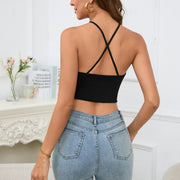 Sexy Cross Halterneck Solid Color Tank Top YMYF 9317