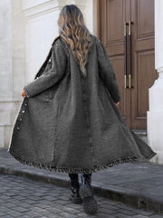 Loose Long Sleeve Denim Fleece Long Coat GYXN 20781