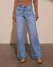 Solid Color Washed Staight Jeans XCFF 14165