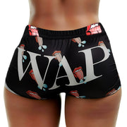 Letter Print Tight Short QYMF 3057