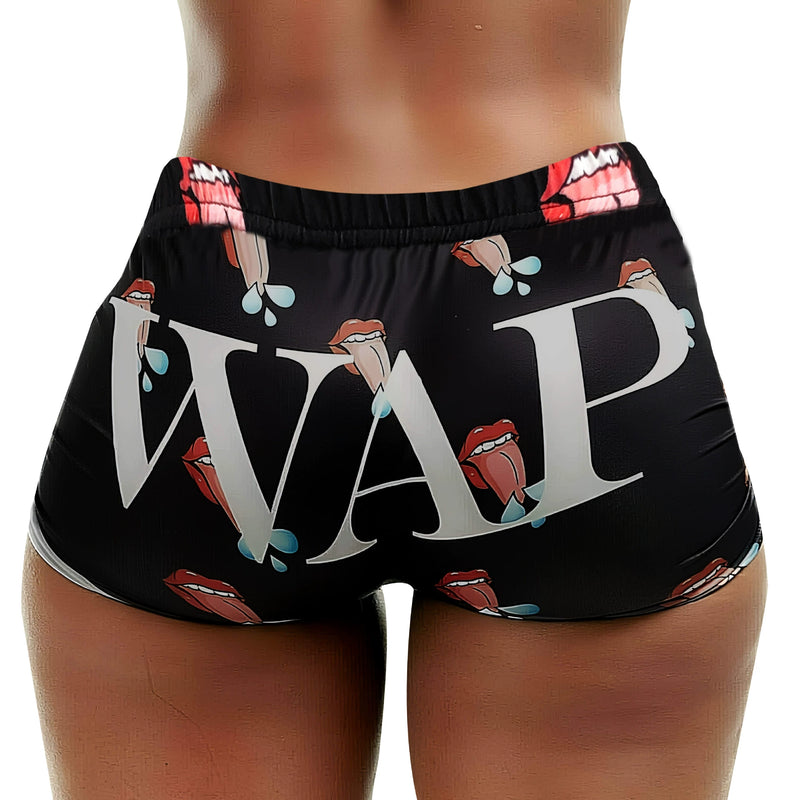Letter Print Tight Short QYMF 3057