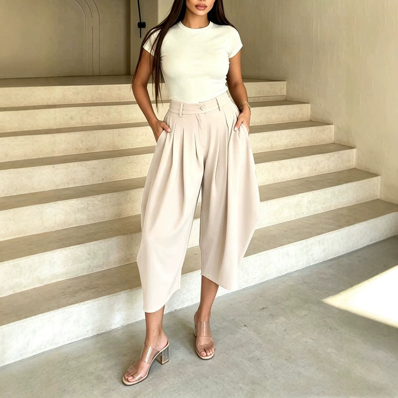 Casual Solid Color Loose Wide Leg Pants SH 391668