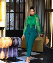 High Waist Belt Solid Suit Pants GATE P01A