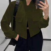 Plus Size Single Breasted Solid Color Long Sleeve Jacket GHHE 24594
