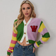 Color Block Letter Print Short Coats GQNF F00038T