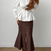 Solid Color Split Mid skirts GPBY 8546