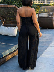 Lace Hollow Out High Waist Wide Leg Pants LSD 2768
