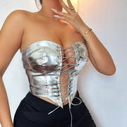 Sexy Bandage Cardigan Skinny PU Vest GPBY 14685