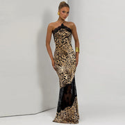 Sleeveless Patchwork Mesh Maxi Dress GYME K6D15666A