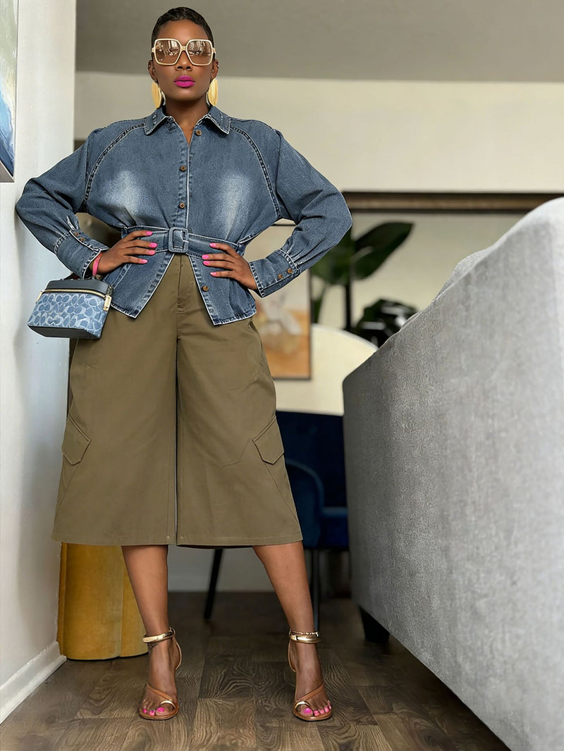 Fashion Long Sleeve Ruffles Denim Coats GYLN 3363
