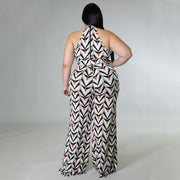 Plus Size Print Sleeevless Maxi Dress With Belt NNWF 3216