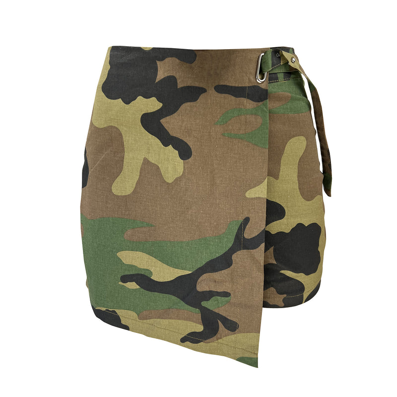 Camouflage Print Irregular Mini Culottes GXHF X0326688