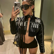 Long Sleeve Zipper Short Coat Print Jackets XEF K25C80355