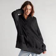 Solid Color Long Sleeve Hooded Coat GSZM ZTP1387