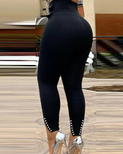 High Waist Solid Color Split Pants GJMF 97766