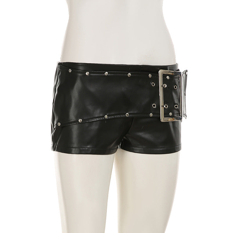 Rivet Waistband Leather Short GPBY SK8476