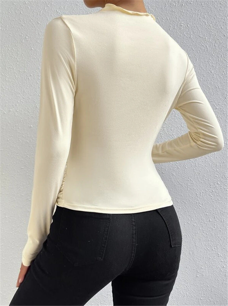 Long Sleeve Ruched T Shirt GZYF 1007