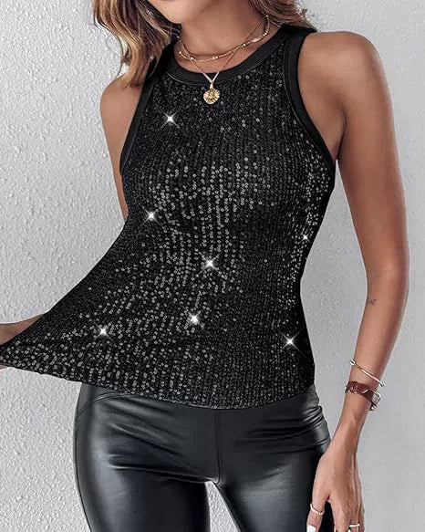 Leopard Print Sequin Tank Tops GYHF 51460TBD