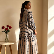 Plus Size Print Long Sleeve Maxi Dress QMZF 1877