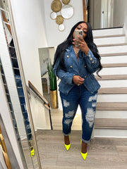 Fashion Double Breasted Denim Jacket Coats ZSD 0614