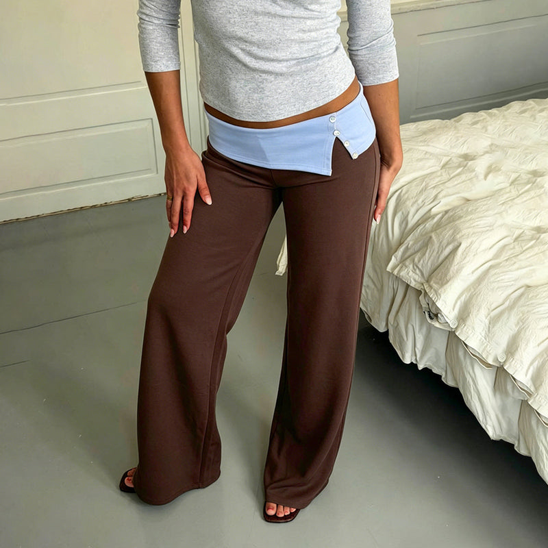 Contrast Color Split Straight Pants GPKJ MR49566