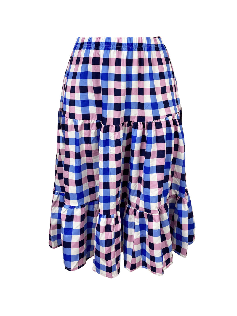 Plus Size Plaid Print Loose Half Body Skirt GAWE 6300