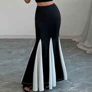 Contrast Color Patchwork Long Skirt GNZD 060122DBZ