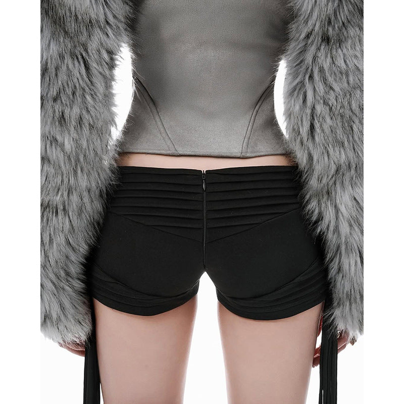 Zipper Long Sleeve Furzzy Patchwork Jackets GSLF K25C83769