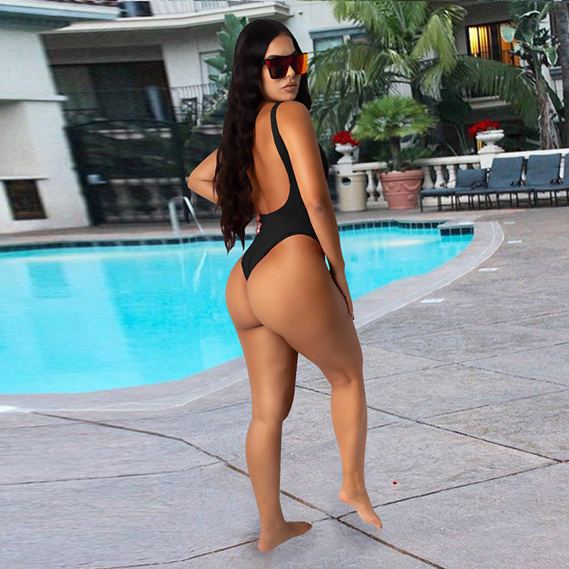 Sexy Lip Print One Piece Swimsuit WMEF 2046