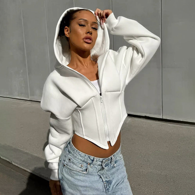 Casual Long Sleeve Zip Up Hooded Coats GSBD G24TP143