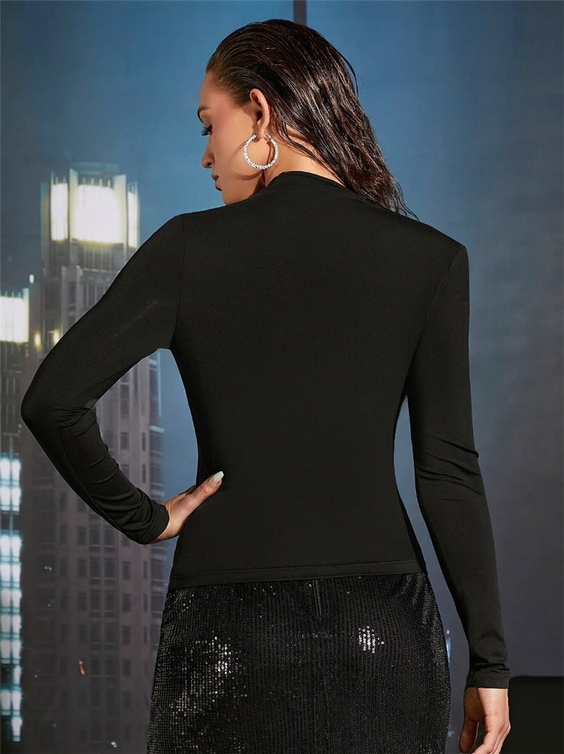 Long Sleeve Ruched T Shirt GZYF 1126