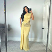 Single Shoulder Slash Neck Maxi Dress GZJQ R6S08362A