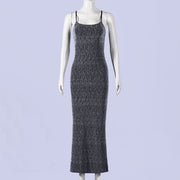 U Neck Solid Color Sling Maxi Dress GNZD 11867