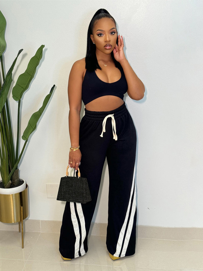 Casual Sport Solid Patchwork Straight Pant MIL T119