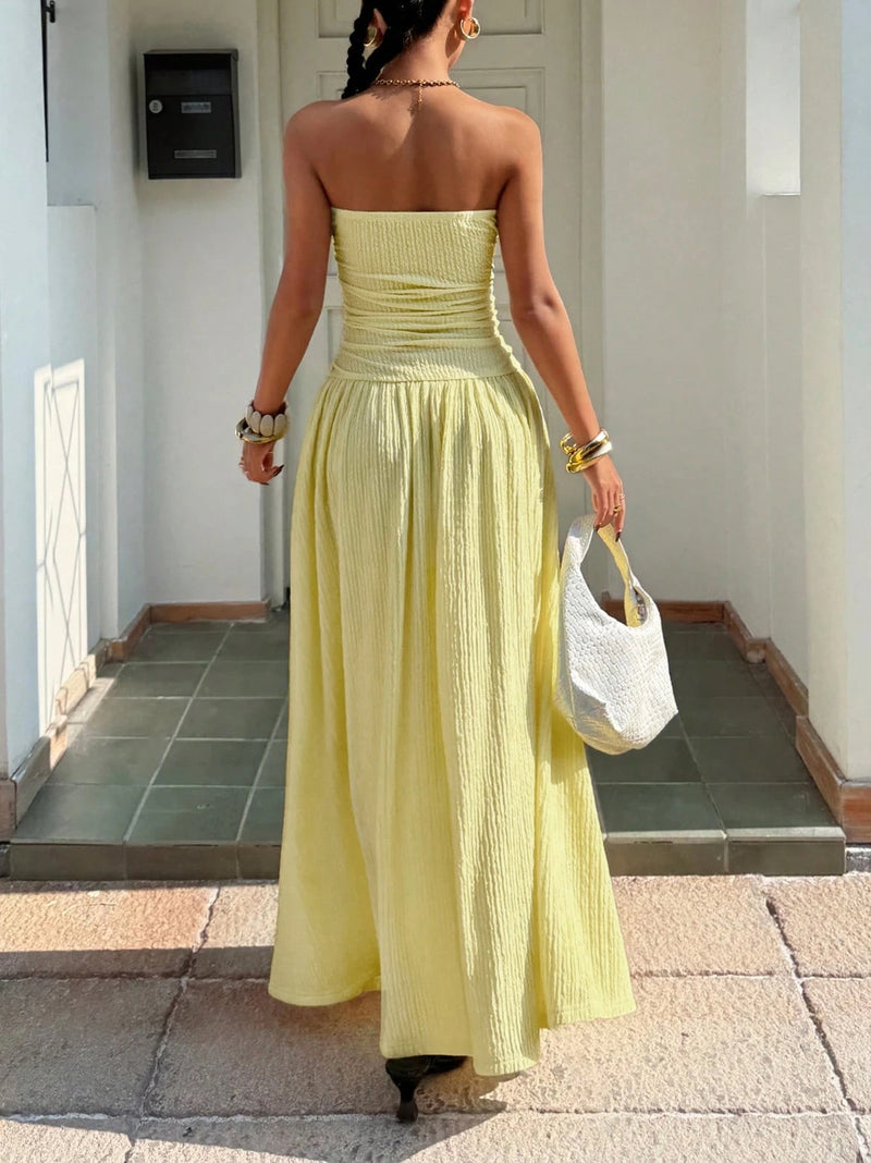 Solid Color Big Swing Tube Top Maxi Dress GSRX 8813