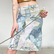 Retro Print Mid Skirt GPKJ MR49298