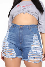 Plus Size Denim Ripped Hole Jeans Shorts MUE 2841