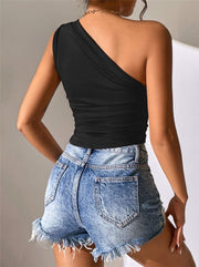 Single Shoulder Sleeveless T Shirt GZYF 1119