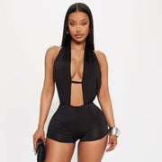 Halterneck Backless Sleeveless Romper GDSF D26RP037