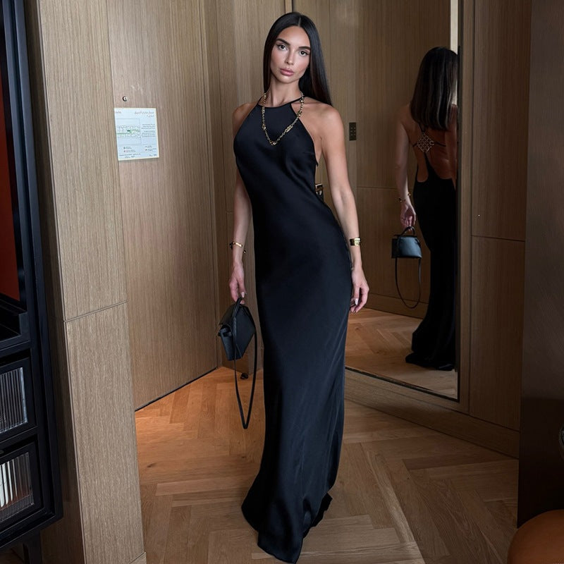 Solid Color Irregular Backless Maxi Dress GYME K6D02425A